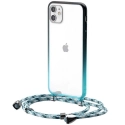 BASEUS-COVCORDIP11 - Coque iPhone 11 anrtichoc transparente bleu avec cordon tressé