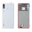 HUAWEI-DOSP30LITEBLANC - Dos Huawei P30 Lite en verre blanc avec vitre appareil photo et bouton empreinte