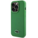 LCHMP15XPVCN - Coque officielle LACOSTE pour iPhone 15 Pro Max série Iconic Petit Pique Woven Logo MagSafe verte