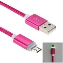 LUMICABLE-MICROUSBFUSHIA - Câble fushia renforcé 1M MicroUSB vers USB avec voyant lumineux de charge