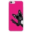 TPU0IPHONE7CHIENVFUSHIA - Coque souple pour Apple iPhone 7 avec impression Motifs chien à lunettes sur fond fushia