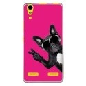 TPU0LK3CHIENVFUSHIA - Coque souple pour Lenovo K3 avec impression Motifs chien à lunettes sur fond fushia