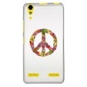 TPU0LK3PEACELOVE - Coque souple pour Lenovo K3 avec impression Motifs Peace and Love fleuri