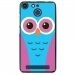 TPU150FHELIUMCHOUETTE3 - Coque souple pour Archos 50F Helium avec impression Motifs chouette bleue et rose